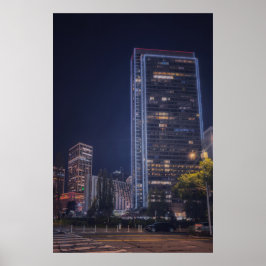 Poster Horizonte Noturno em Luzes Vibrantes