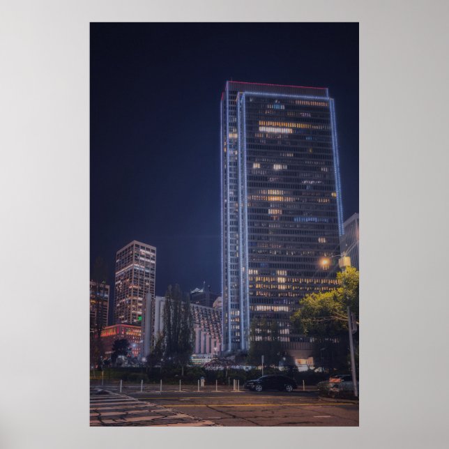 Poster Horizonte Noturno em Luzes Vibrantes  (Frente)