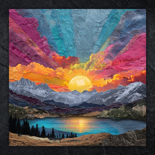 Poster Horizonte Radiante — Nascer do Sol no Lago da Mont (Radiant Horizon — Abstract Mountain Lake Sunrise Poster)