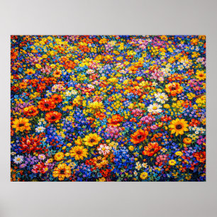 Poster Horizonte Radiante: O Surto Infinito de Flores Sil