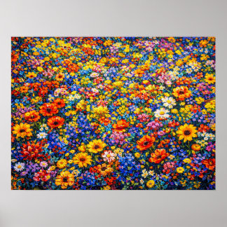 Poster Horizonte Radiante: O Surto Infinito de Flores Sil