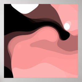 Poster Horizonte Sunset: Abstrato cor-de-rosa, preto e br