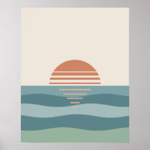 Horizonte Tranquilo Pôr do Sol Retro Pastel Modern