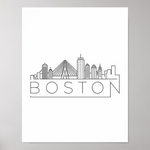 Poster Horizonte urbano da cidade de Boston, horizonte de