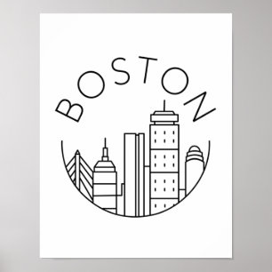 Poster Horizonte urbano da cidade de Boston, horizonte de