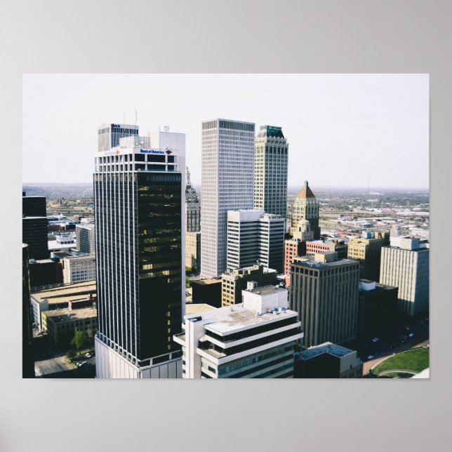Poster Horizonte Urbano de Downtown Tulsa (Frente)