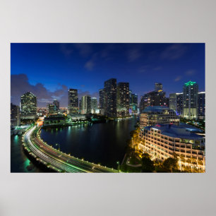 Póster Horizonte urbano elevado a partir de Brickell Key