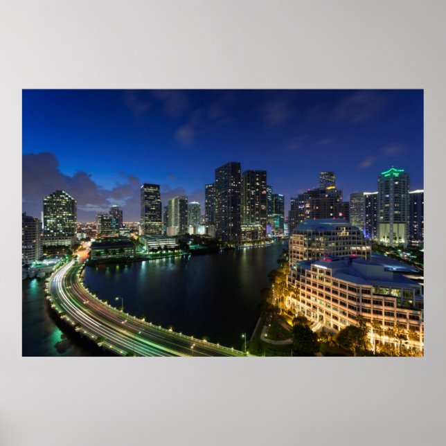 Póster Horizonte urbano elevado a partir de Brickell Key (Frente)