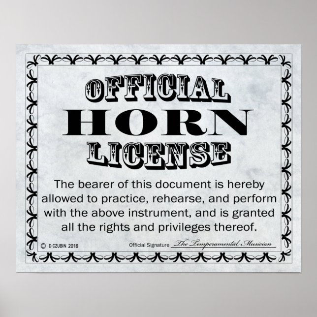 Póster Horn License (Frente)