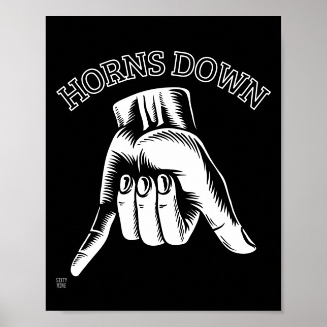 Poster "HORNS DOWN" engraçado (Frente)