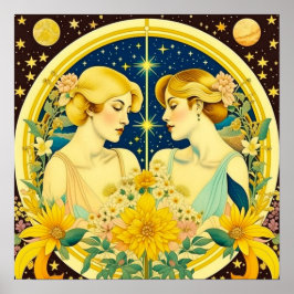 Poster Horoscópio - Sinal Gemini Gêmeos Arte Eetérea