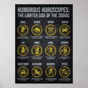 Poster Horoscópios Engraçados, Sinal Zodioso Engraçado Hu