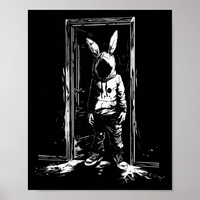 Poster Horror Bunny Mask Man Rabbit Alt Gótico Slasher Cr (Frente)