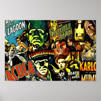 Poster Horror cult, monstros universais, filmes de monstr