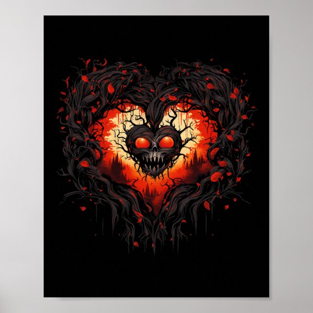 Poster Horror Vermelho Fantasma Caveira Assustadora Hallo (Frente)