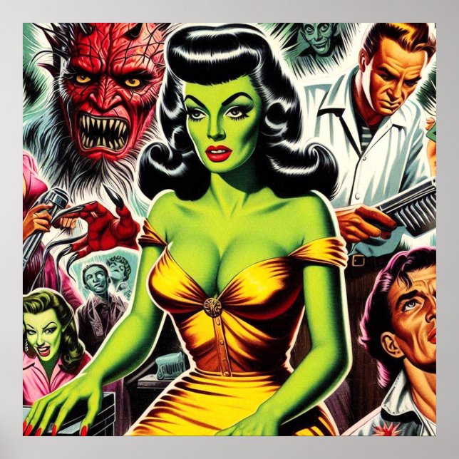 Poster Horror Zombie Pin-up (Frente)