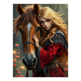Póster Horse e Companion Fantasy Art