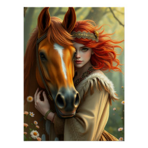 Póster Horse e Companion Fantasy Art