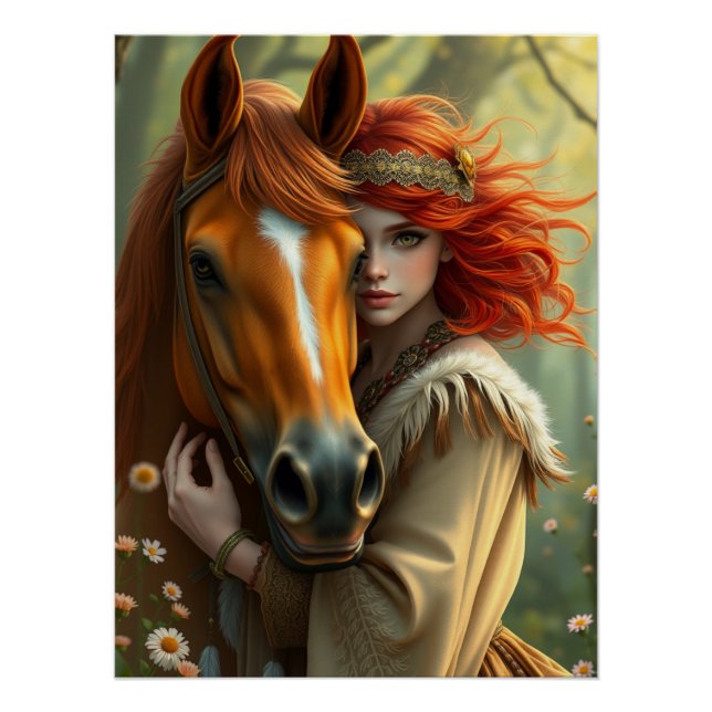 Póster Horse e Companion Fantasy Art (Frente)