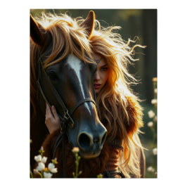 Póster Horse e Companion Fantasy Art