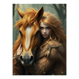 Póster Horse e Companion Fantasy Art