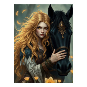 Póster Horse e Companion Fantasy Art