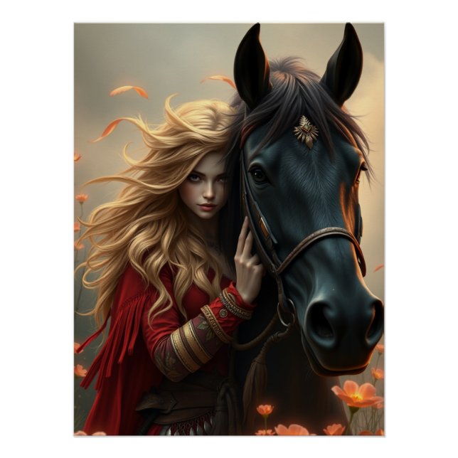 Póster Horse e Companion Fantasy Art (Frente)