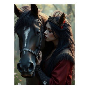 Póster Horse e Companion Fantasy Art