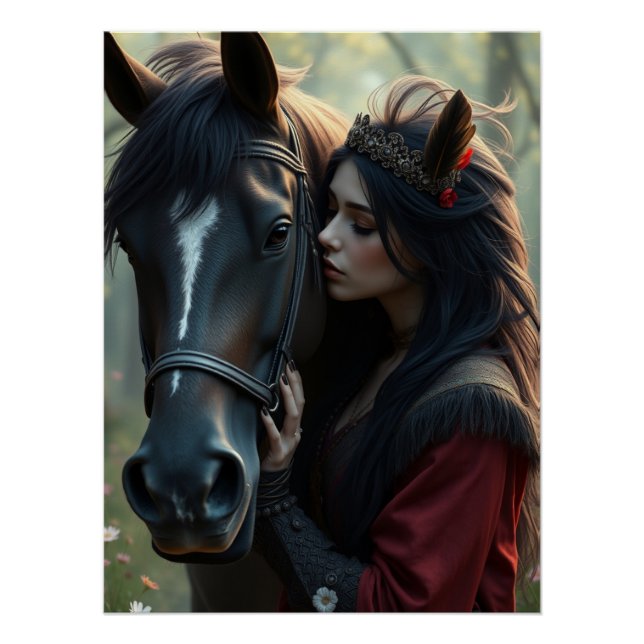 Póster Horse e Companion Fantasy Art (Frente)