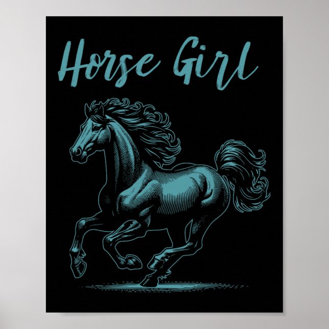 Poster Horse Girl Equestrian Horseback Graph (Frente)