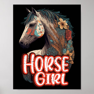 Poster Horse Girl Equestrian Retrato Western Horseback R