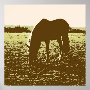 Poster Horse Grazing Pop Art