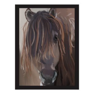 Póster Horse Marrom de Pintura Moderna