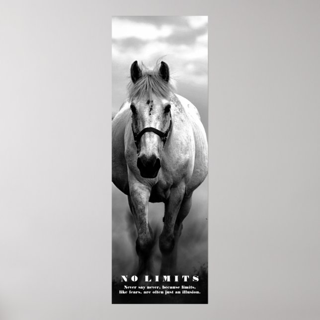 Póster Horse Motivational No Limit Trabalho de arte Black (Frente)
