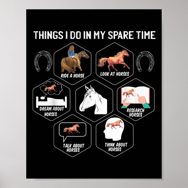 Poster Horse Shirts For Men Girls Things I Do In My Spare (Frente)