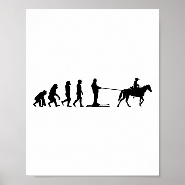 Poster Horse Skijoring Winter Skiping Ski Jumping Sport (Frente)