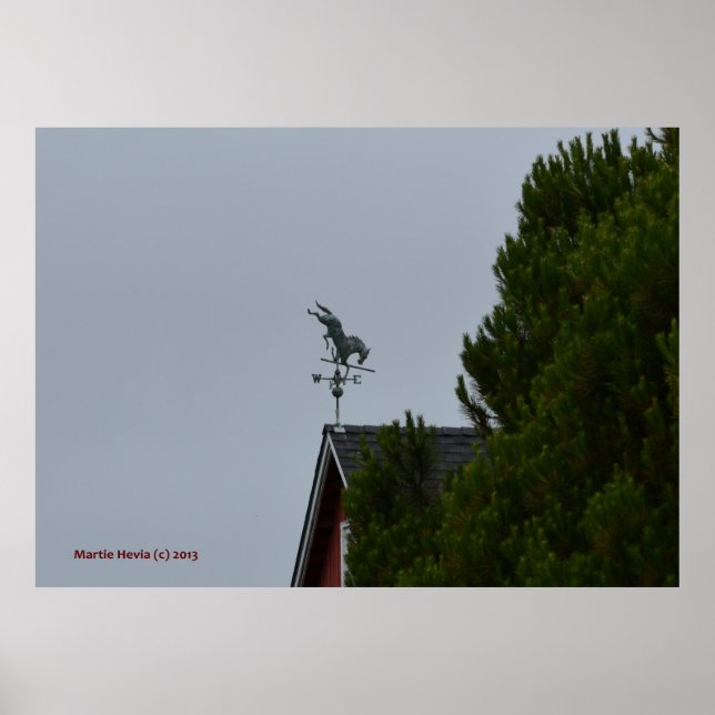 Poster Horse Weathervane num Red Barn (Frente)