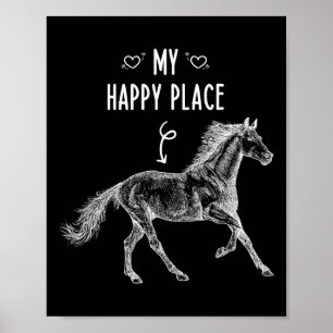 Poster Horseback Andando Meu Lugar Feliz Cavalo Equestre