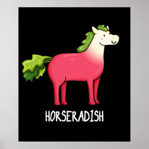 Poster Horseradish Funny Horse Pun Dark BG