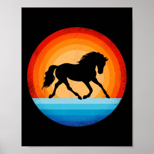 Poster Horso Retro Vintage Fazenda Sunset Horseback E