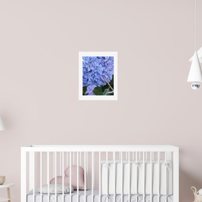 Poster Hortênsia de Cabeça de Mopa Azul Floral (Berçário 2)