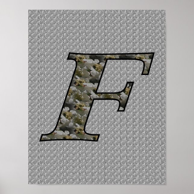 Póster Hortênsia Inicial Monograma F (Frente)
