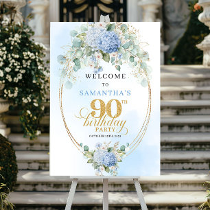 Poster Hortênsias Boêmias Modernas Boas-Vindas de 90 Anos