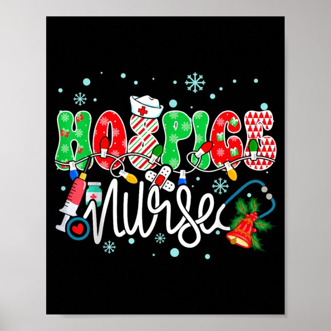 Poster Hosce Nurse Funny Xmas Light Stethoscope Christmas (Frente)