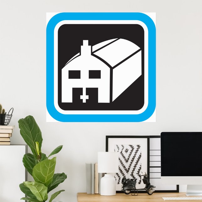 Poster Hospital Barn Icon Minimalista de Saúde (Criador carregado)