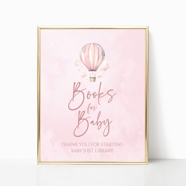 Poster Hot Air Balloon Baby Shower Books For Baby Sign (Criador carregado)