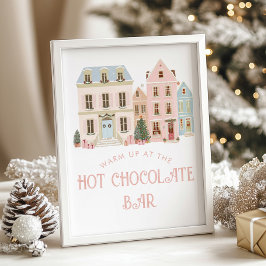 Poster Hot Chocolate Bar Christmas village Baby Shower