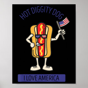 Poster Hot Diggy Dog 4 de julho Picnic de CHURRASCO Patri