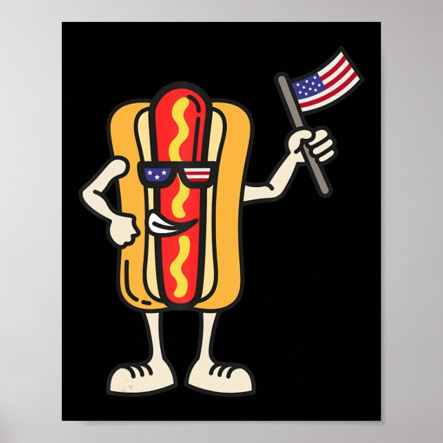 Poster Hot Dog American Flag 4 de julho Patriótico CHURRA (Frente)