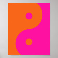Hot Pink And Orange Yin Yang